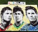Pintan a Ronaldo, Neymar y Messi usando un balón de fútbol