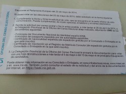 Carta donde se explica que para votar ha que firmar y enviar copia de la documentación
