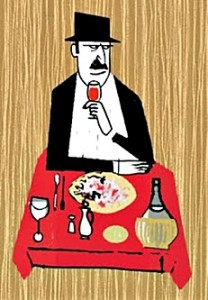 Al Capone comiendo tallarines. Ilustración de Miquel Zueras