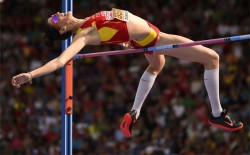 Beitia volviendo a ser campeona de Europa de salto.